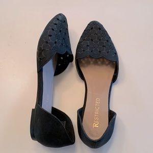 Black Flat Shoe with small flower cut outs